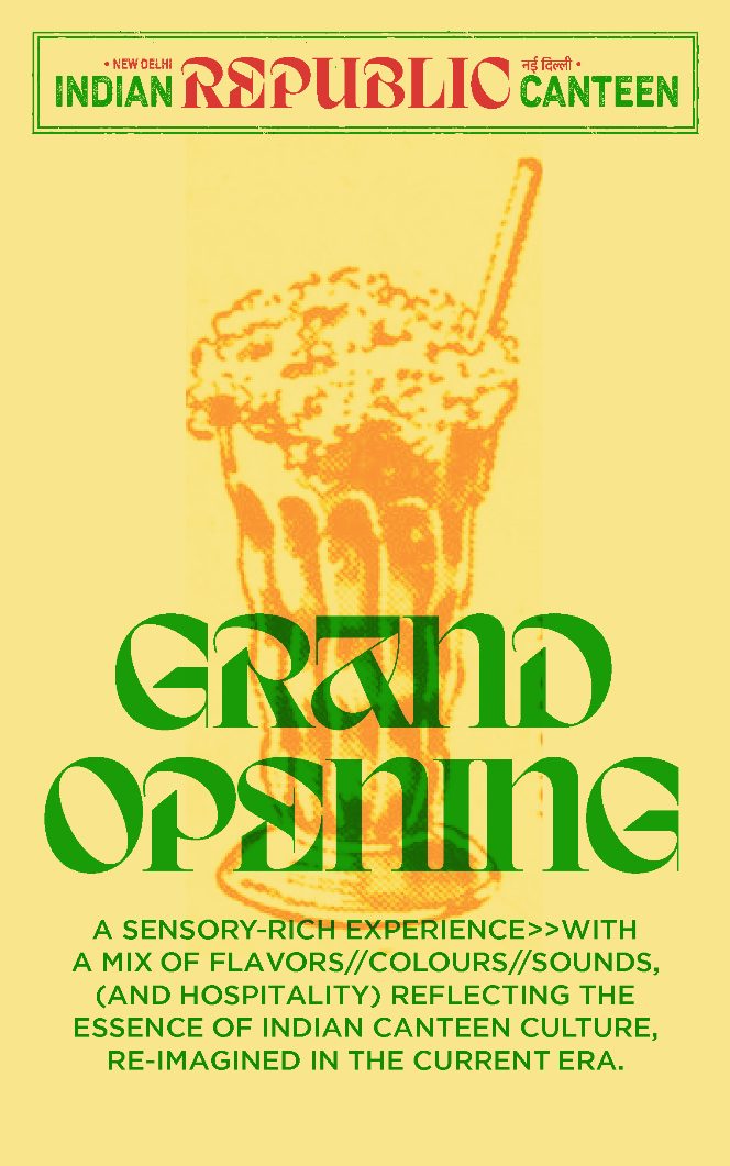 Poster: Grand Opening, with a vintage illustration of a sundae glass